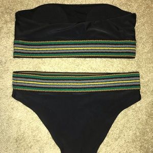 NEW Black Bikini with Multi-colored Bands